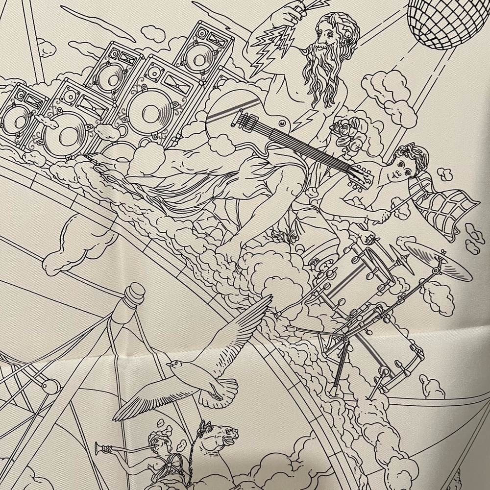 Hermes flagship scarf 90 white and grey - Picture 4 of 8